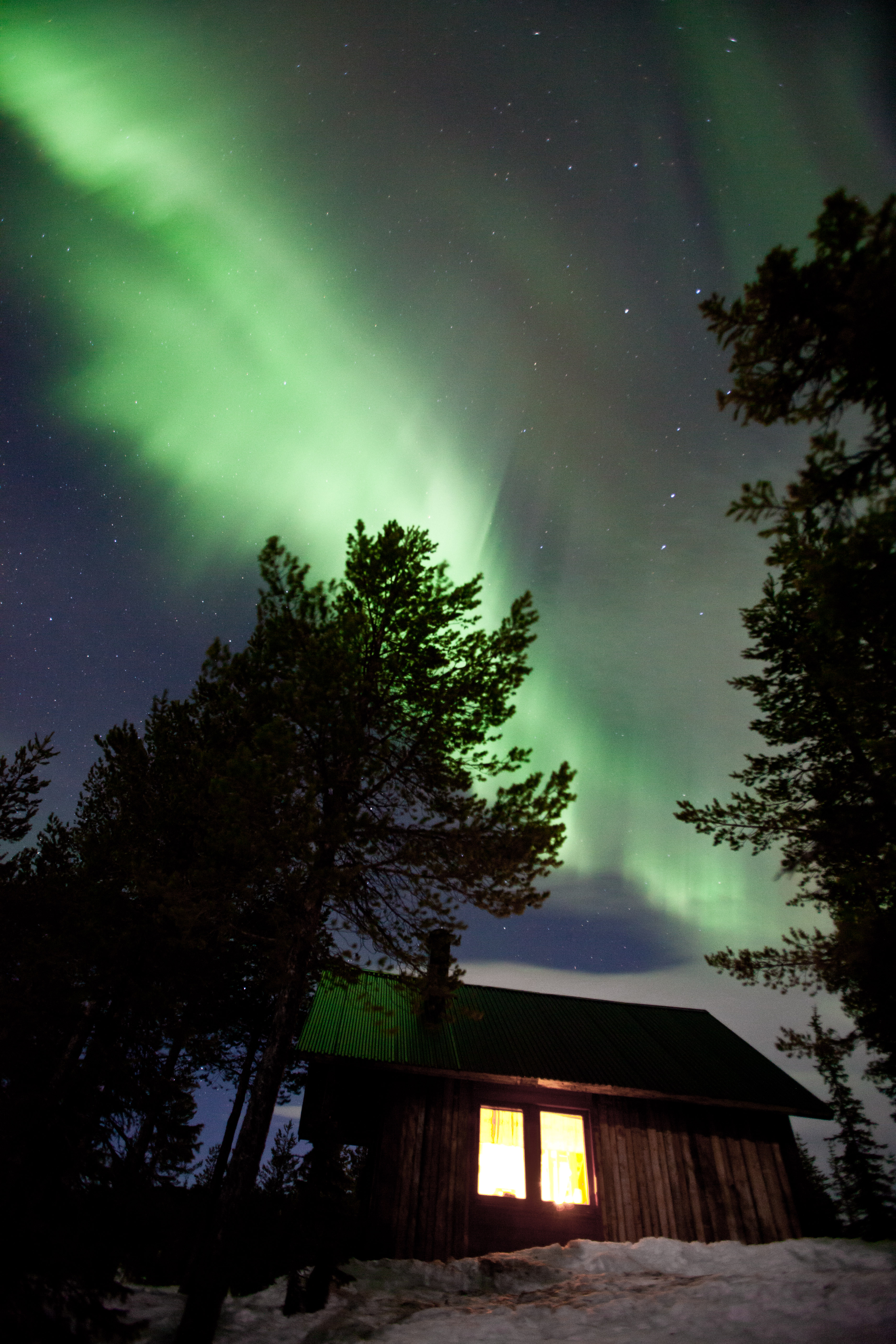 Nordlichter Lappland am Nachthimmel